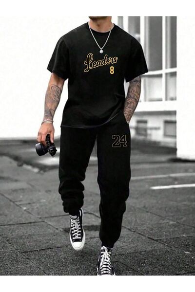 SeusCraft Leaders 8 24 T-Shirt Φούτερ Παντελόνι Jogger - Μαύρο Σετ Φόρμας με ...