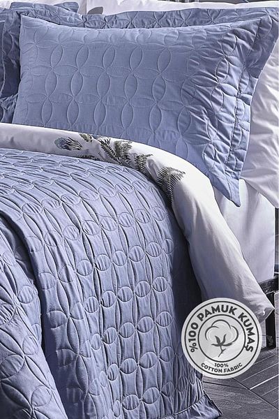 Lolavien 100% Cotton Fiona Double Quilt-Coverlet Multi-Purpose Blue Color