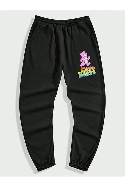 modaberry Care Bears Sweatpants Jogger - Μαύρο εμπριμέ ψηλόμεσο ελαστικό πόδι