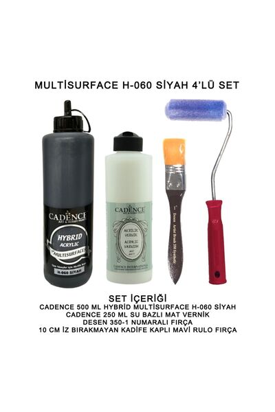 Cadence Multi Surface 060-SİYAH Hybrid Boya Seti 4'lü Mat Vernik- Mobilya Boy...
