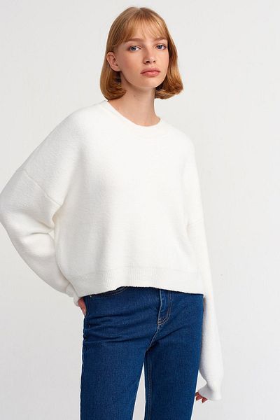 Dilvin DLVN 10276 CREW GALLER CURSURI CU TEXTURA MOALE - ECRU