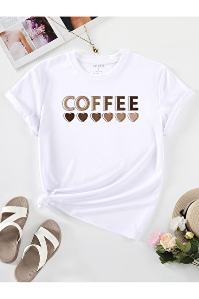 SeusCraft Μπλουζάκι Coffee Hearts - Λευκό με στάμπα, Oversize Καλοκαιρινό κον...