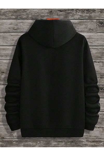 modaberry Take It Easy Mountain Winter Sweatshirt - Black Printed Oversize Thick Hooded Hoodie