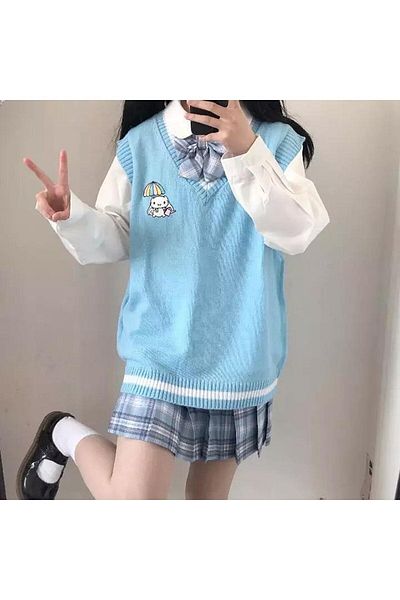 Köstebek Anime Cinnamoroll - Sanrio Oversize V-Neck Sweater