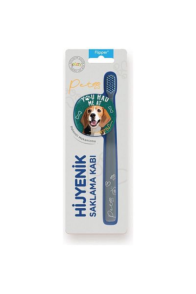 Flipper Pets Hygienic Storage Container And Adult Toothbrush Set-beagle Dog
