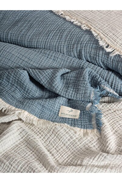 MYLASA HOME Double Face Planets 4 Katlı Müslin Yatak Örtüsü Çift Kişilik 220x240cm