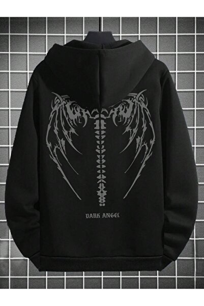 modaberry سترة صوفية بسحاب على شكل جناح الملاك الداكن - سترة شتوية بجيب كبير ...