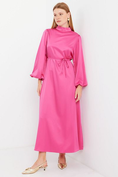 Bigdart Φούξια Σατέν Hijab Βραδινό Φόρεμα - 2510 Μοντέλο Φόρεμα