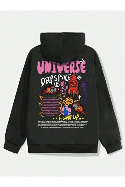 modaberry سترة صوفية بسحاب من Universe Space - سترة شتوية بجيب كبير مطبوع بال...