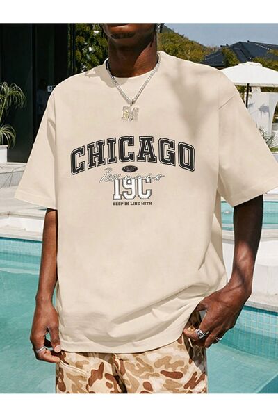 SeusCraft Tricou Chicago 19C - Tricou de vară supradimensionat cu imprimeu be...