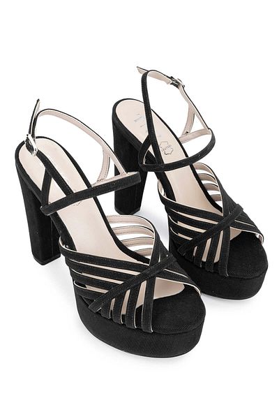 Tamer Tanca Vegan Women's Black Heeled Sandals