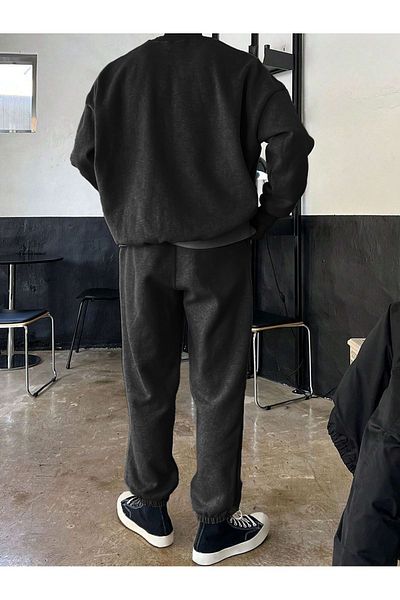 modaberry Σετ αθλητικής φόρμας Michigan Combination Bottom Top - Μαύρη στάμπα Oversize Λαστιχένια λαιμόκοψη