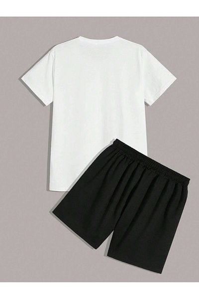 SeusCraft 23 Chicago T-Shirt Shorts - White Black Bottom Top Team Shorts T-Shirt Combo Printed Crew Neck