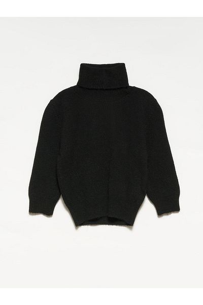 Dilvin 10306 Pulover crop cu mânecă scurtă cu gât-negru