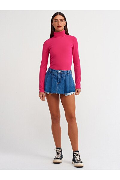 Dilvin 50167 Bluză cu guler-fucsia