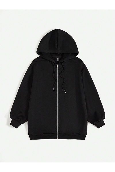 modaberry Hanorac Double Cool Wing Cardigan cu fermoar - Hanorac de iarnă cu buzunar supradimensionat cu imprimeu negru
