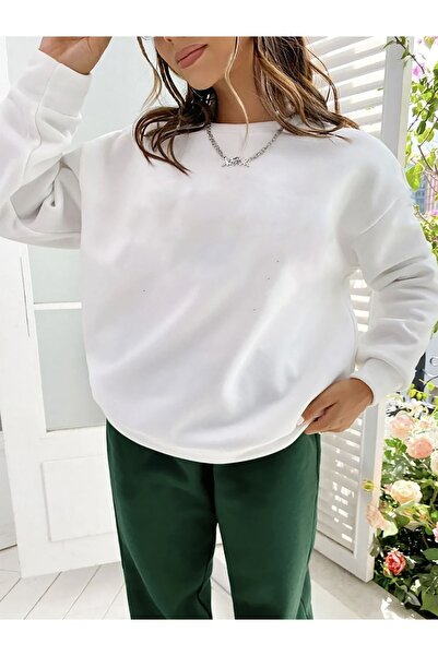 SeusCraft Σετ φούτερ με λαιμόκοψη ποδηλάτου, χωρίς στάμπα, απλό, με 3 κλωστές...