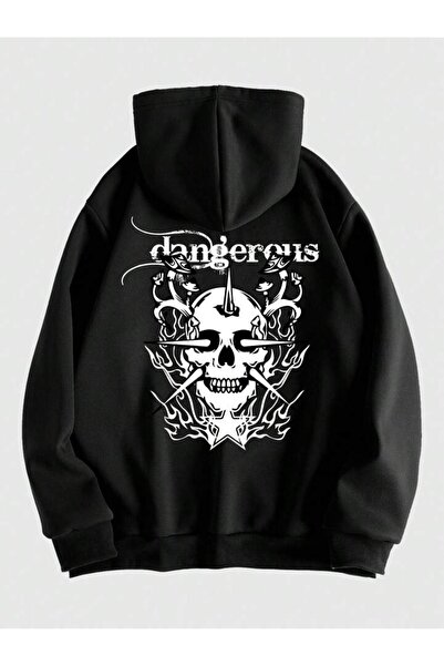 modaberry سترة صوفية بسحاب من Dangerous - سترة شتوية بجيب كبير مطبوع باللون ا...