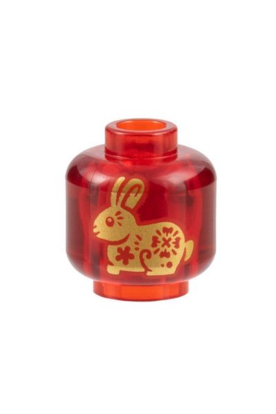 LEGO Custom Moc Mini Figure - Transparent Red Rabbit Printed Head 1 Piece