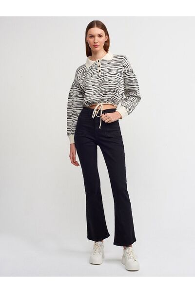 Dilvin 10318 Pulover cu nasturi cu guler polo natural