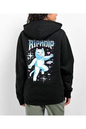 modaberry Ripndip Kedi Sweatshirt Siyah Bask l Oversize Kal n Kapu onlu Hoodie Fiyat Yorumlar Trendyol