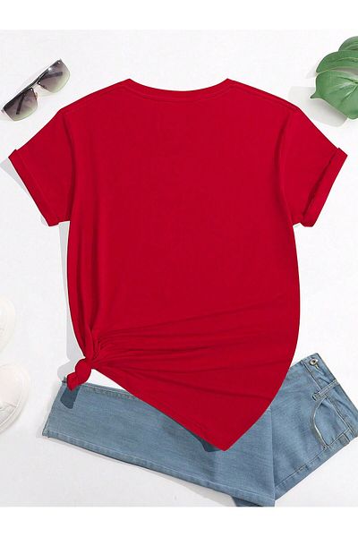 Modernica Red Love Patterned Butterfly T-Shirt - Oversize Crew Neck