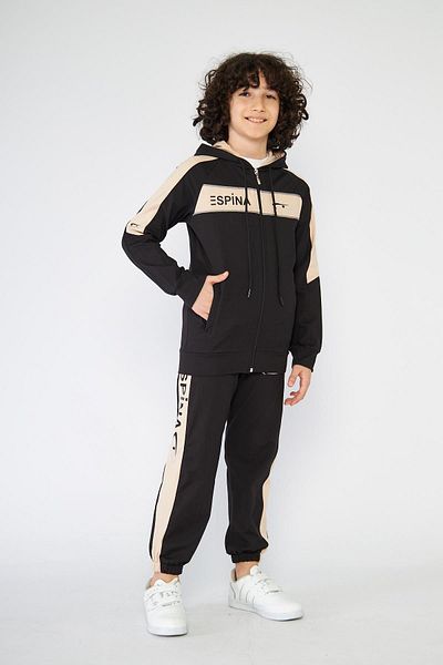 LİVE SPORT Μαύρο Σετ Φούτερ Scuba - Espina Printed, Τσέπες με φερμουάρ