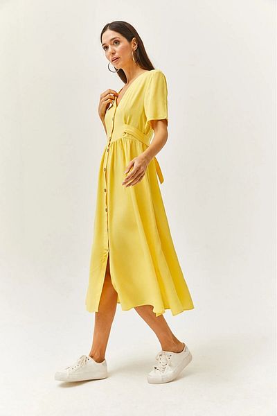 Pulli Collection Rochie midi cu curea cu nasturi, 100% viscoză