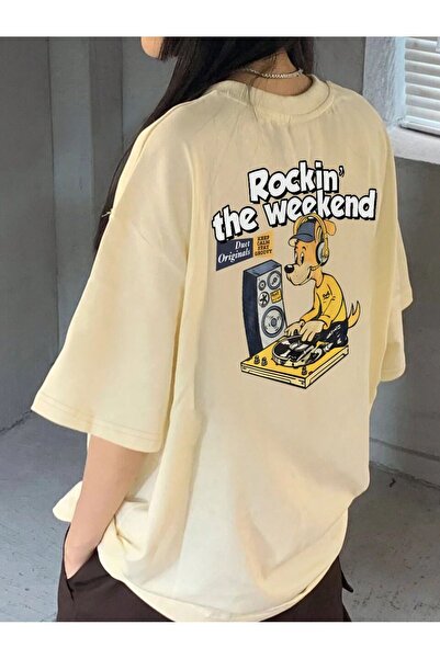 SeusCraft Tricou Rockin Weekend - Tricou de vară supradimensionat cu imprimeu...