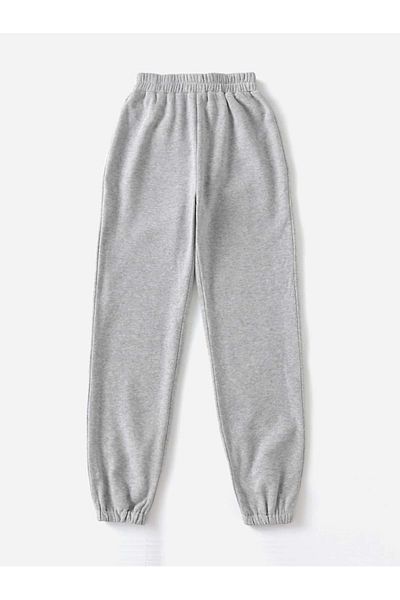 modaberry Straight Unprinted Sweatpants Jogger - Γκρι ψηλόμεσο ελαστικό πόδι