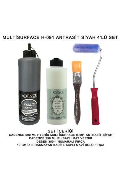 Cadence Multi Surface 091-Antrasit Siyah Hybrid Boya Seti 4'lü Mat Vernik- Mo...