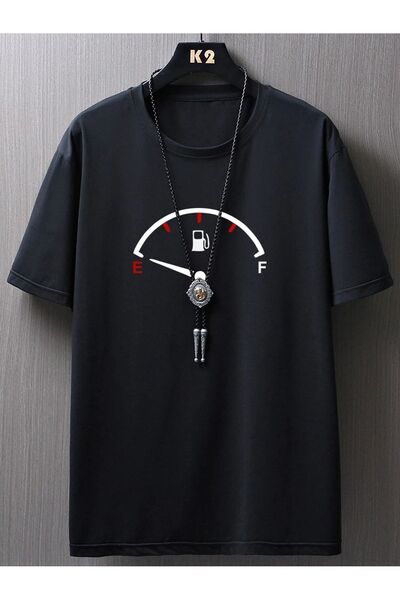 SeusCraft Μπλουζάκι με σχέδιο Μετρητή Στάθμης Καυσίμου - Μαύρο με στάμπα, Υπε...