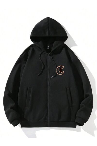 modaberry Hanorac cu sigla C Cardigan cu fermoar - Hanorac de iarnă cu buzuna...