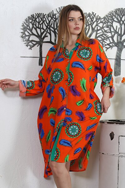 Chiccy Narandžasta Košulja kragna dugih rukava sa dugmićima Sa skrivenim džep...