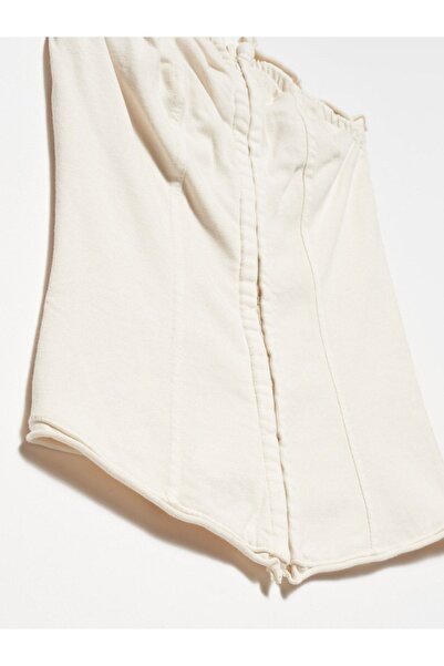 Dilvin 20662 Washed Strapless Corset Top-Ecru