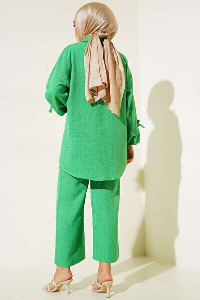 VOLT CLOTHİNG Linen Double Women's Set - Buttoned