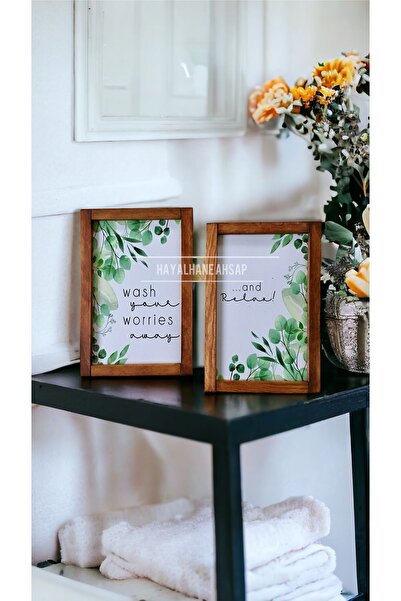 HAYALHANE AHŞAP Banyo Tablosu / Dekoratif Banyo Tablo Seti