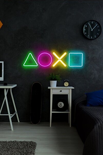 Genel Markalar Play Station (50X15CM)-neon Led Dekoratif Duvar Aydınlatması