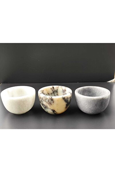 Polen Stone Beyaz/gri/menekşe Doğal Mermer 3'lü Kahvaltılık Takımı