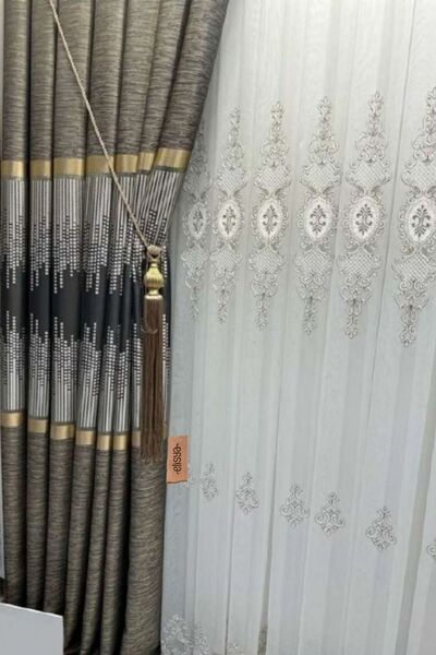 Elisya Home Cortina de fundal cu panou, cu aripă dublă, plisată, jacquard, cu...