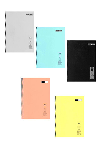 ADASRA Caiet școlar A4 Copertă din plastic cu spirală și inele 5 bucăți 120 c...