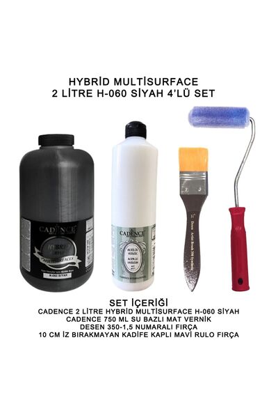 Cadence Boya Multi Surface 2LT+750 SİYAH SET-060 Hybrid Boya Seti 4'lü Mat Ve...