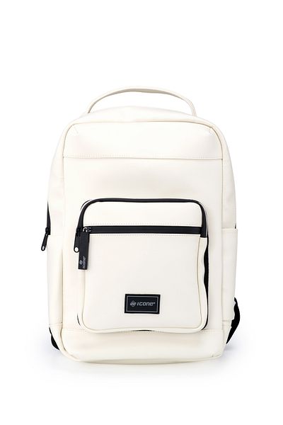 ICONE BAG Σακίδιο πλάτης με φερμουάρ σε μπεζ ματ δερμάτινο σχέδιο