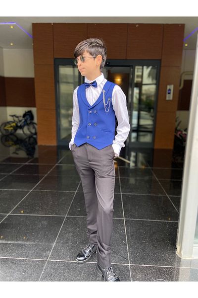 WENA KİDS Costum Vesta Copii Costum Tuxedo SAX BLUE