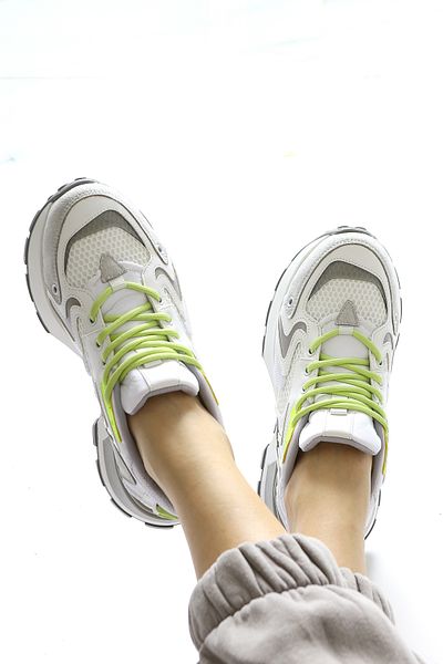 Limoya Pantofi de damă Onella din piele intoarsa alb cu siret, pantofi sport dama