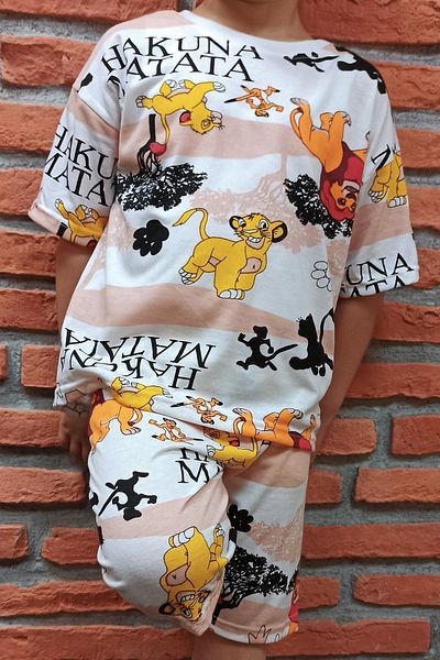endudu Set de vară de sus și de jos cu pantaloni scurți - Personaj de desene animate de sezon nou, model Simba și Leu