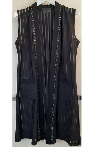 N.Y.YILDIZ STAR Large Size 100 cm Windowed Burning - Stone Detailed Shawl Collar Vest