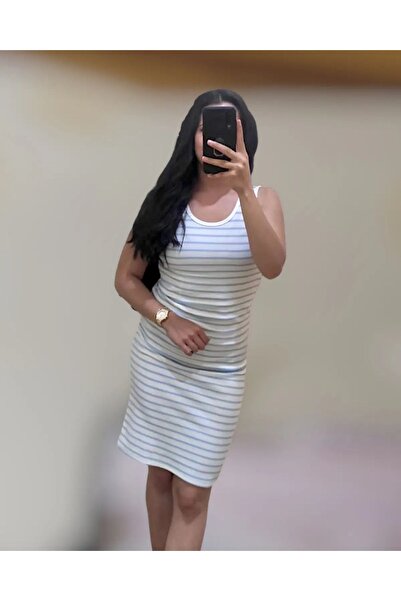 Sublime Butik Rochie elegantă din bumbac sport, fără mâneci, cu dungi alb-negru