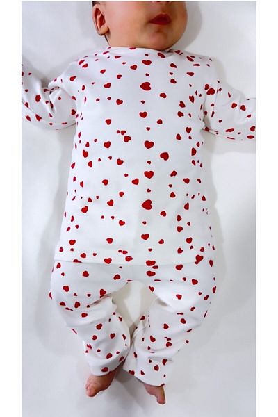 Drop Kids Baby Pajama Set Heart Pattern 100% Cotton Newborn Kids Sleepwear