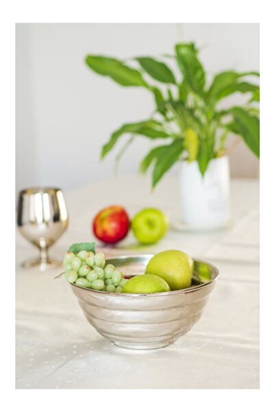 Bakır Concept Bakır Salata Kasesi Dilimli Model Gümüş Renk